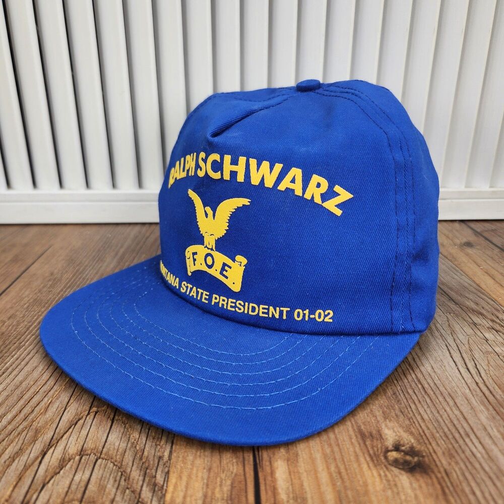 VTG Ralph Schwarz F.O.E. Montana State President 01-02 Snapback Hat Blue Bobcats